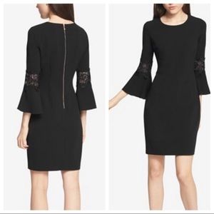 Tommy hilfigure black dress with lace details bell sleeves
